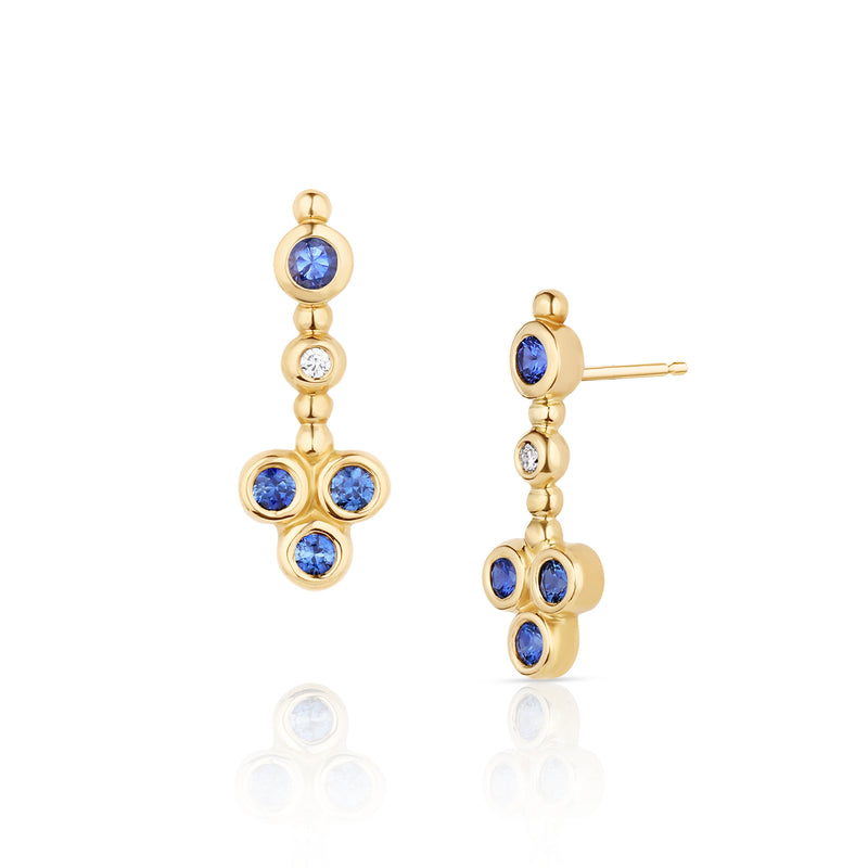 Queen of Clubs Blue Sapphire Earrings