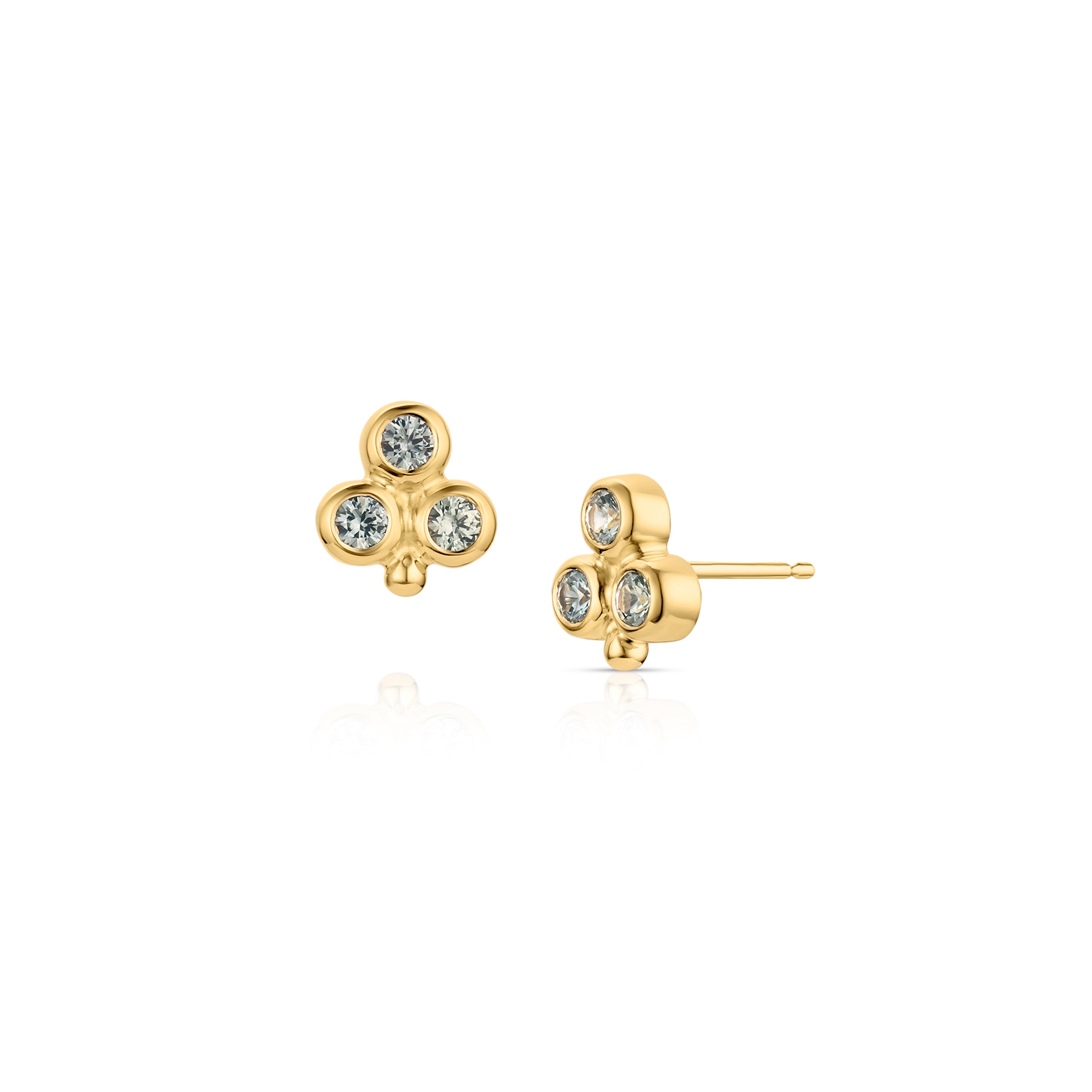 Trio Cluster Green Sapphire Studs