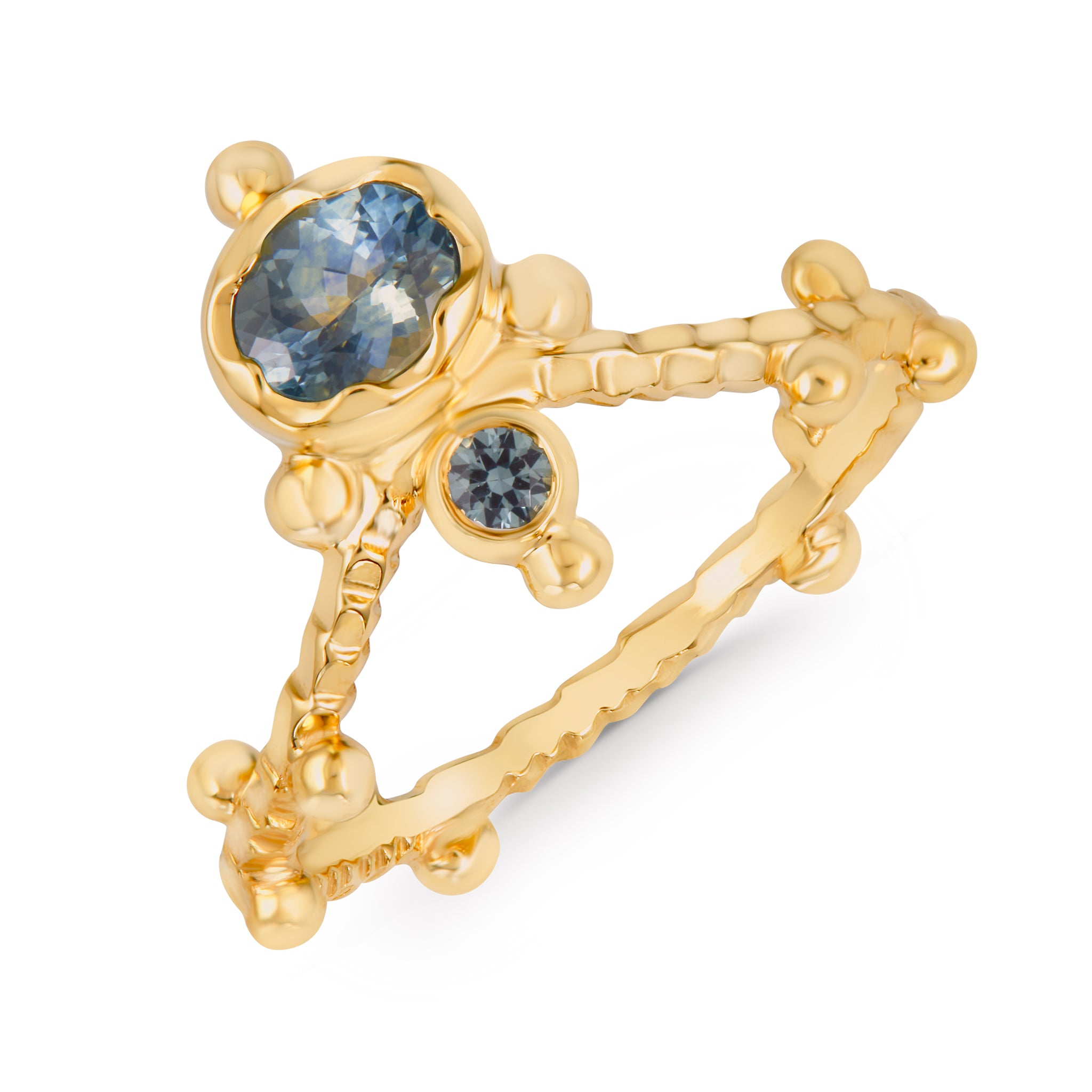 Tiara Ring with Silver Blue Montana Sapphire